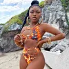 Afrika tarzı bikini mayo seksi kesim mayo zincir yüzük kadınlar için yüzme iki parçalı mayo çiçek biquini 210625