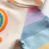 2021 Primavera Autunno Del Bambino Delle Ragazze Del Vestito A Righe di Cotone Abiti Da Principessa A Maniche Lunghe Femminile Polka Dot Vestiti Della Neonata Vestito Arcobaleno Q0716