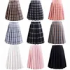 Harajuku Black Skirts Womens Summer High Waist Anime Kawaii School Uniform Short Mini White Pink Plaid Pleated Skirt 210619