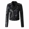 Leather Jacket Women Faux Soft PU Jackets Long Sleeve Short Biker Coat Black Pink Punk Outwear 210430