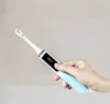 OLED-skärm Sonisk elektrisk tandborste 2800mAh Magnetisk laddning Trådlös IPX7 Vattentät tandrenare W / 4 Borsthuvud - Rosa