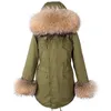Maomaokong Natural Real Raccoon Fur Collar Women Coat Parkas Kvinnlig kappa Vinter Kvinnors Jacka Padded Coats 210916