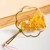 Segnalibro 1 pz carino stile cinese cava a forma di ventaglio fiore di loto foglia di ginkgo nappa segnalibri regalo di cancelleria libro marcatore clip