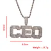 Collana Hip Hop Rame Micro Intarsiato Cubic Zircon Solid Scaletta Lettera Quadrata Doppia Fila Lettere Nome Ciondolo