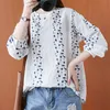 Spring Arts Style Kobiety Z Długim Rękawem Loose Tshirt Haft Vintage Bawełna Linowa Koszulka Femme O-Neck Tops Plus Size M607 210512