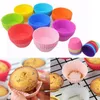 Stampi per muffin in silicone da 7 cm Stampi per cupcake Tazza per torta Forma rotonda Bakeware Maker Stampo per cottura Vassoio colorato Stampi per rivestimento per tazza da forno 9 colori RRA8038