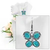 Boucles d'Oreilles Pendantes Style Ethnique Argent Plaqué Papillon Forme Vert Turquoises Pierre Goutte Bijoux Lustre