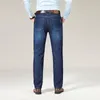 Heren jeans klassieke stijl slim bedrijf mannen kantoor werk dragen broek rechte denim broeken casual dagelijks losse grote maat elastische fleece