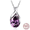 Joyería fina, collar con colgante de piedra púrpura Natural de Plata de Ley 925, gota de cristal Stellux a la moda para mujer, D-017