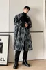 Iefb koreanska mode långa kappa för män trädmönster ull överrock mäns färg block långa långa sleeeve stor storlek kläder 9Y4407 210524