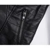 Coat Women Black S-3XL Plus Storlek Faux Läderjacka Vår Höst Koreansk Fashion Short Slim Kläder LR270 210531