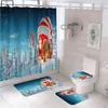 Noel Festivali Duş Perdeleri ile 12 Kanca 1/3/4 adet Banyo Perdesi Banyo Mat Seti Tuvalet Halı Kaymaz Modern Ev Dekorasyonu 211116