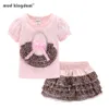 Mudkingdom Cute Summer Girls Clothes Set Abbigliamento per bambini Leopard Zebra Girl Skirt Outfit Bianco Rosa 210615