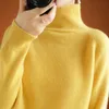 Sweter damski Turtleneck Sweter Długoszemiony Raglan Solid Color Wool Topy Spadek Zimowa Gruba Koszula Dnia Dzianiny 210806