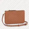 M68568 PODWÓJNY ZIP POCHETTE Projektant Kobiet Torba Na Ramię Crossbody Smartphone Phone Chain Pouch Zippy Clutch Wieczór Accessoires M80786