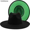 9,5 cm Grands chapeaux Fedora pour femmes hommes chapeau en feutre femme homme gros Fedoras mode masculine Cansual deux couleurs casquettes femme Jazz haut-de-forme à large bord casquette printemps automne vente en gros 2022