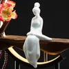 Duftlampen Keramik Damen Blume Wasserfall Rückfluss Weihrauchbrenner mit LED-Licht Buddha Zen Wohnzimmer Kegel Stickhalter Dekor Räucherstäbchen