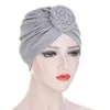 Donne Musulmane Stretch Hijab Turbante Twist Knot Chemio Cap Perdita di Capelli Copricapo Sciarpa Copricapo Cofano Islamico Cancro Cappello Tinta Unita