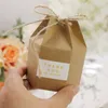 Presentförpackning 50st/pack Kraft Paper Candy Boxes Creative Hexagon Sweet Packing With Rope Wedding Packaging Box