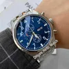 Designer Klockor Pilot Aviator Lite Prince Date IW377717 Quartz Chronograph Mens Watch Blue Dial Rostfritt Stål Armband Rabatt