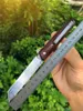 Flipper Folding Knife VG10 Damascus Steel Tanto Point Blade Rosewood + Stainless Steels Sheet Handle Ball Bearing Folder Knives