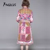 Fanieces Hoge Kwaliteit Mode Designer Runway Jurk Herfst Dames Lange Mouw Vintage Floral Gedrukt Casual Elegante Jurken 210520