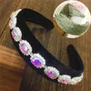 2 Adet / takım Lüks Barok Hairbands Kadınlar için Kristal Rhinestone Hairband Bandı Elastik Saç Bantları