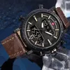 Montres de sport pour hommes bracelet en cuir montre-bracelet à Quartz étanche mâle LED horloge analogique numérique Reloj Hombre montres-bracelets