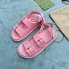 2022 صندل نسائي مع Mini double G Desginer Rubber Platform Sandals Jelly Slippers Pink Purple Fashion Girls Summer Beach أحذية غير رسمية لها صندوق 299