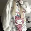 Houzhou Anime Hoodie Mulheres Outono Kawaii Moda Moletom Mulheres Coreano Longa Manga Imprimir Tops Vintage Oversized Hoodie bonito 210813