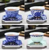 Small Cup With Saucer Flower Blue and White Porcelain Bowl Jingdezhen Ceramic Teacup Coffee Beer Wine Mug