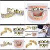 Andere mode -accessoires Europese en Amerikaanse tandheelkundige beugels 18K Authentieke gouden ge￫lektroplateerde tandafdekking Microzircon caninetooth SLE OZKRI
