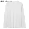 GiordanoメンズTシャツ2パック長袖ソリッドTee Shirt Homme 100％コットンパック2カミセタマスコリンマルチカラーTシャツ男性Y0322