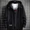 Frühling Herbst männer Zip Up Hoodie Mäntel Streetwear Schwarz Grau Mit Kapuze Lose Sweatshirts Männlich Baumwolle Casual Tops Plus Größe 8XL 220114