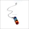 Collane con ciondoli Jewelry7-Color Gem Chakra Yoga Ciondolo da donna in tre pezzi (orecchino collana portachiavi) Drop Delivery 2021 Sixf7