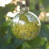 Decorazione per feste 8 pezzi/pacco Diametro = 8 cm Ciondolo con sfera di Natale per la casa con globo di vetro attaccato interno di perline gialle di piccole dimensioni