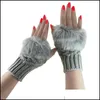 Mittens Hats, Scarves & Aessories Fashion Winter Women Gloves Plush Faux Fur Knitting Wool Keep Warm Short Mitten Fingerless Lady Girl Half