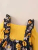 Baby Floral Panel Ruffle Trim Flounce Sleeve 2 In 1 Jumpsuit With Headband SHE