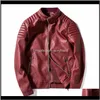 Mens faux grossist motorcykel läder manlig ledig stativ krage mode bomber jacka jaqueta de couro masculino outwear hqc5r nnca7