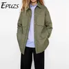 Vintage Loose Shirt Jacket Women Winter Coat Casual Button Baseball Bomber Korean ZA Coats and Light Parka 210914