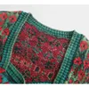 Autumn Winter Women Argyle Za Kint Cardigan Floral Jacquard Weave Tweater Warm Single Breasted Vintage Tops Outwear 210422