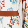 Patchwork Ruffle Elegant Dress For Women V Neck Long Sleeve High Waist Sashes Print Hit Color Vintage Dresses 210520