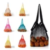 Accueil Sacs de rangement Sac à provisions réutilisable Fruits Légumes Sac d'épicerie Shopper Fourre-tout Mesh Net Tissé Coton Main Totes A B style T2I52177