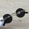Yuvarlak güneş gözlükleri steampunk metal çerçeve temiz lens retro daire çerçeve güneş gözlüğü T200106318E
