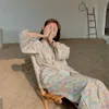 Vintage Floral Pyjama Kimono Women Summer Spring Room Wear Japanese Kawaii Pajamas Femme Loose Casual Pijama 2pcs Sets Sleepwear 210619