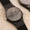 Custom Wood Watch Män Personlig Anpassa text Familj födelsedagspresent Kvinnor Quartz Klockor Engrave X0625