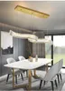 Modern Luxury K9 Crystals Led Chandeliers Lamp Dining Room Gold Chrome Steel Pendant Light Wave Suspend Fixtures