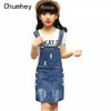 Chumhey 2-16T Girls SundrBib Suspender Dresses Summer Straps Kids Pinafore Denim Overalls Children Clothing Girl Clothes X0803