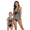 Print Flower Summer Bikini Bathing Swimsuits Mother Daughter Swimwear Family Matching Clothes High Waist Swimming Suit 210521