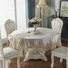 Bordduk Rund Tabelduk Vit Golden Velvet Cover Dining Tygar Broderi Spets Flower House Thanddukstol Dust4501726